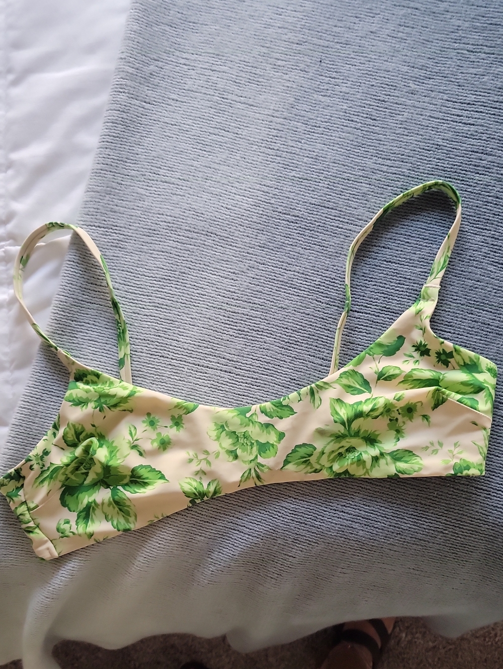 aerie Yellow Floral Bandeau Top with Green Print